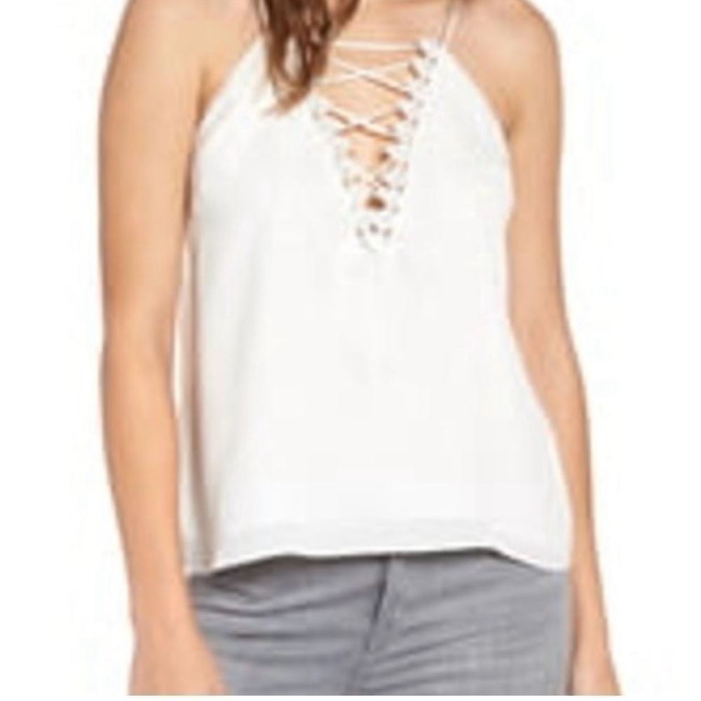 WAYF Women's Posie Lace Up Blouse Camisole Top Cream boho blouse